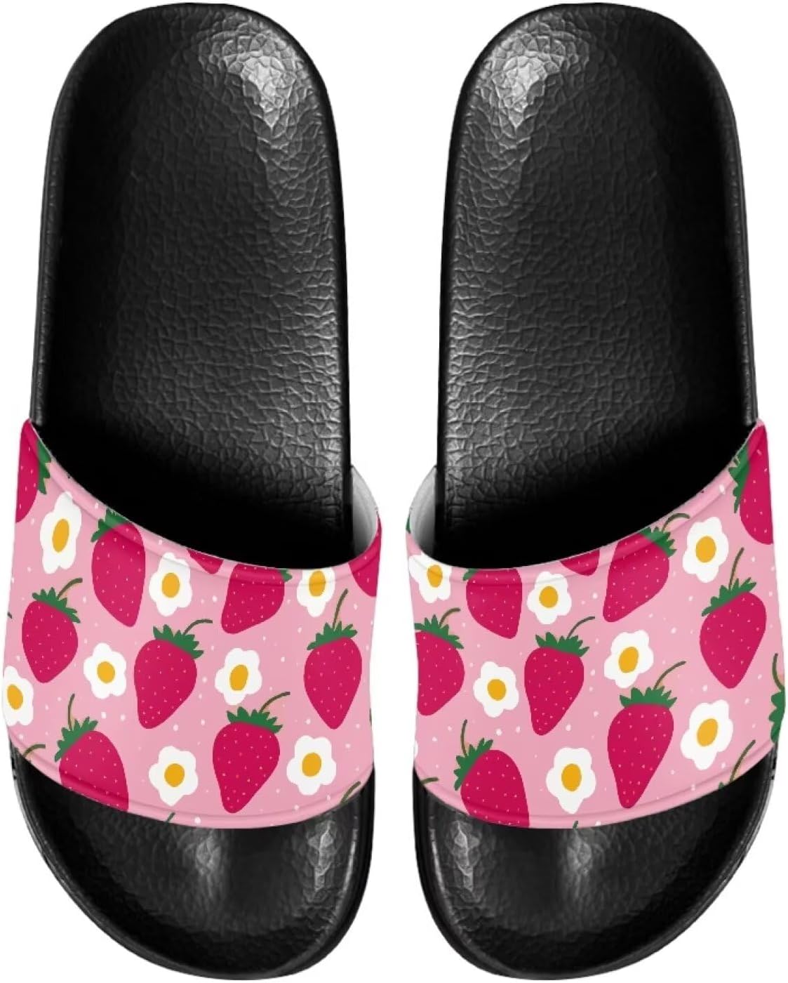 

Женские и мужские модные шлепанцы Binienty, нескользящие летние тапочки для ванной, дома, бассейна и пляжа, Strawberry Flora