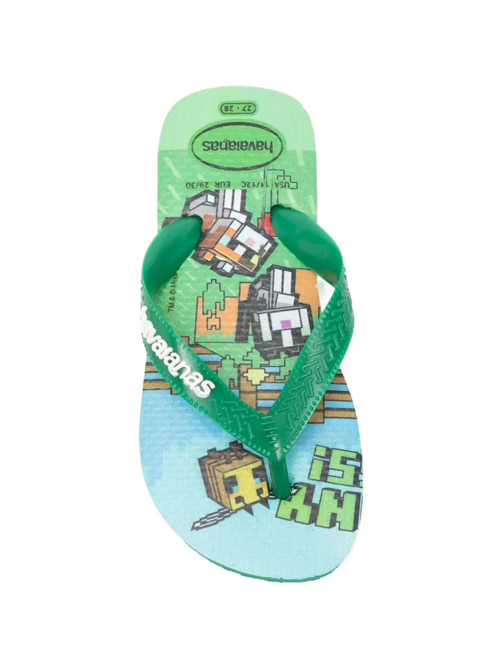 X шлепанцы с деталями логотипа Minecraft Havaianas Kids, зеленый — фото 3