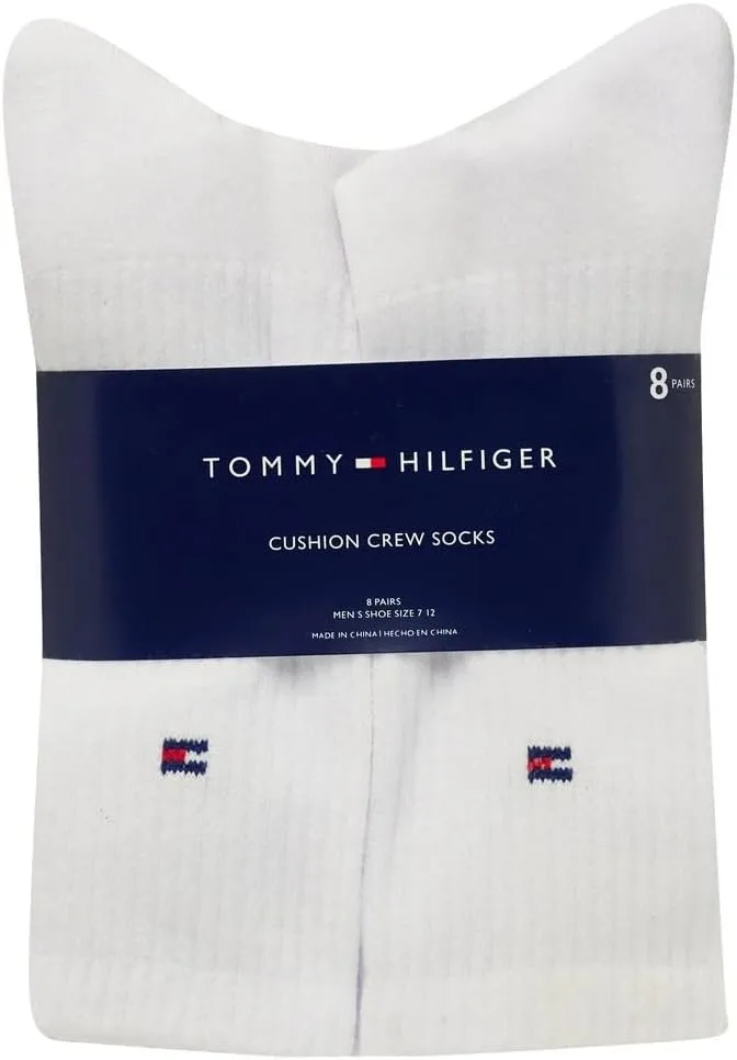 Мужские спортивные носки Tommy Hilfiger, 8 пар, из хлопковой смеси, белый