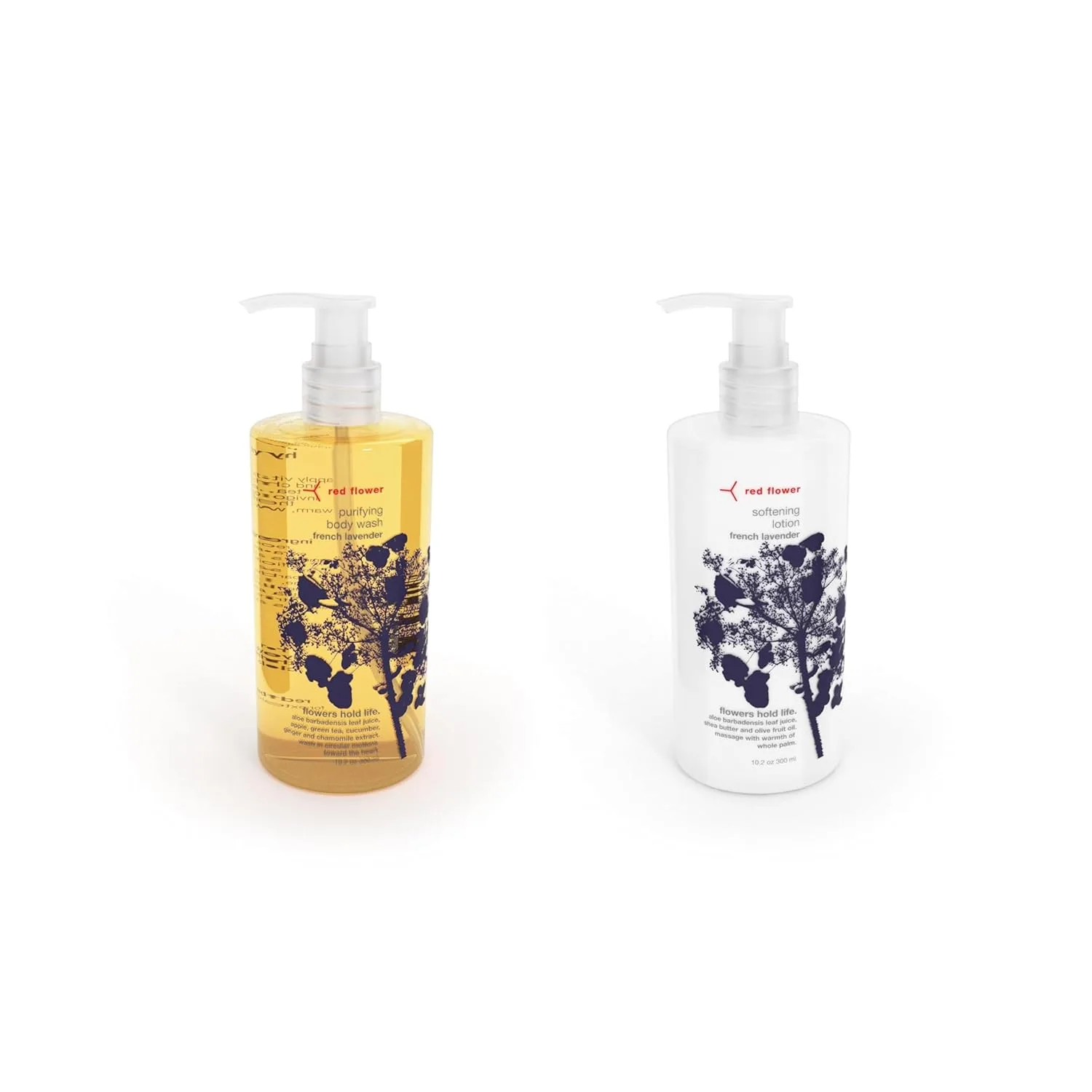 Набор для ухода за телом Red Flower French Lavender: очищающий гель для душа и смягчающий лосьон для увлажненной, гладкой и напитанной кожи., Red