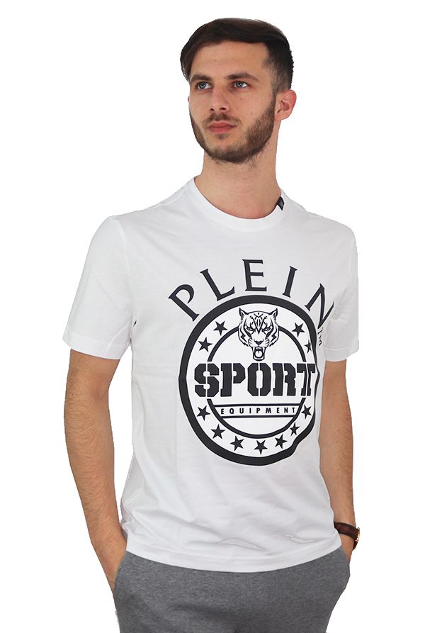 

Белая хлопковая мужская футболка Plein Sport