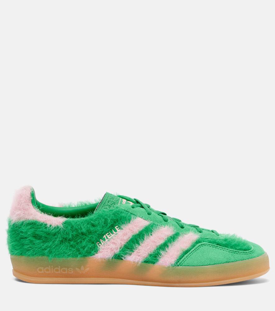 Газель Кроссовки с отделкой из замши Indoor Adidas, Green/Glow Pink/Gum 3 — фото 4