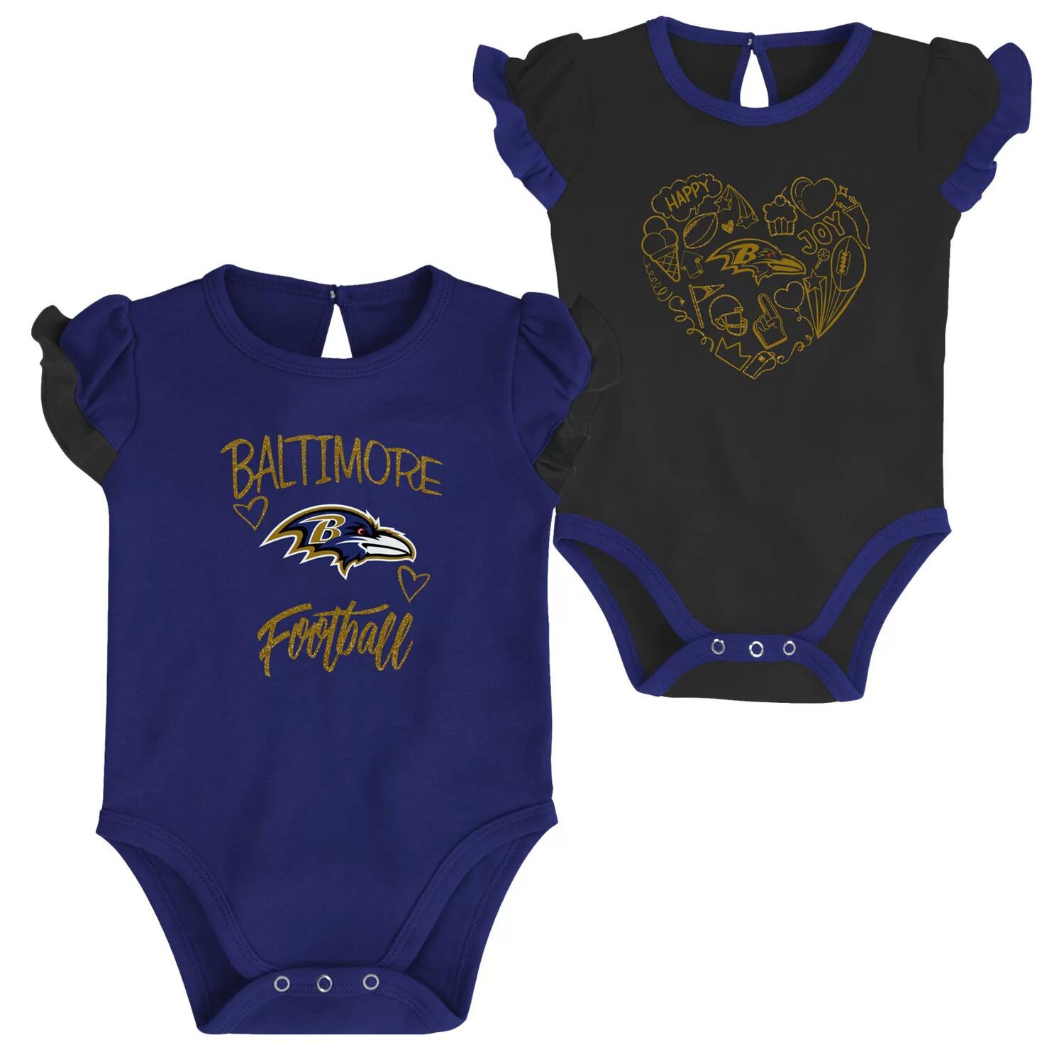 

Фиолетовый/черный комплект боди Baltimore Ravens Too Much Love для новорожденных и младенцев, состоящий из двух частей Outerstuff