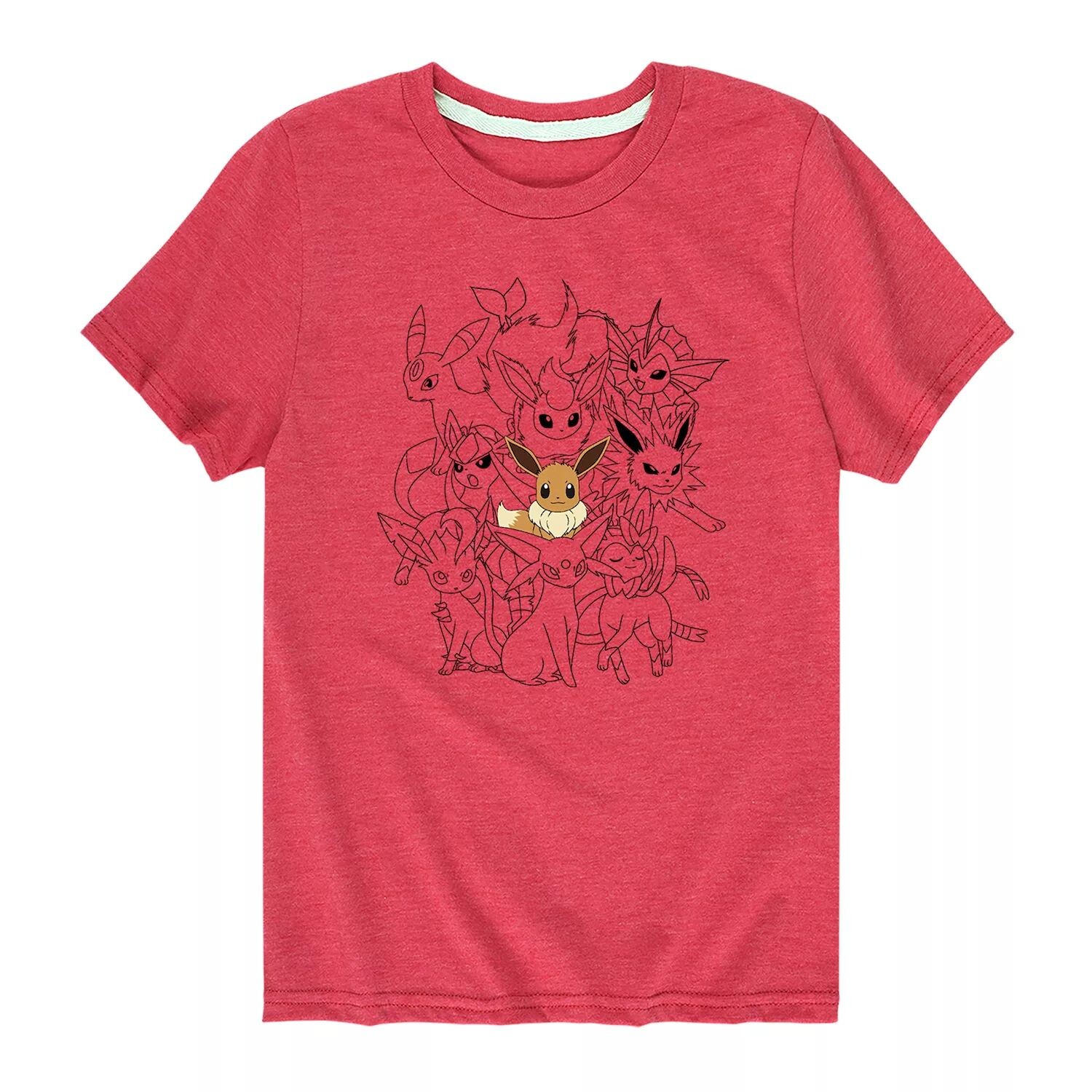 

Футболка с рисунком Pokemon Eevee Evolutions для мальчиков 8–20 лет Licensed Character, красный