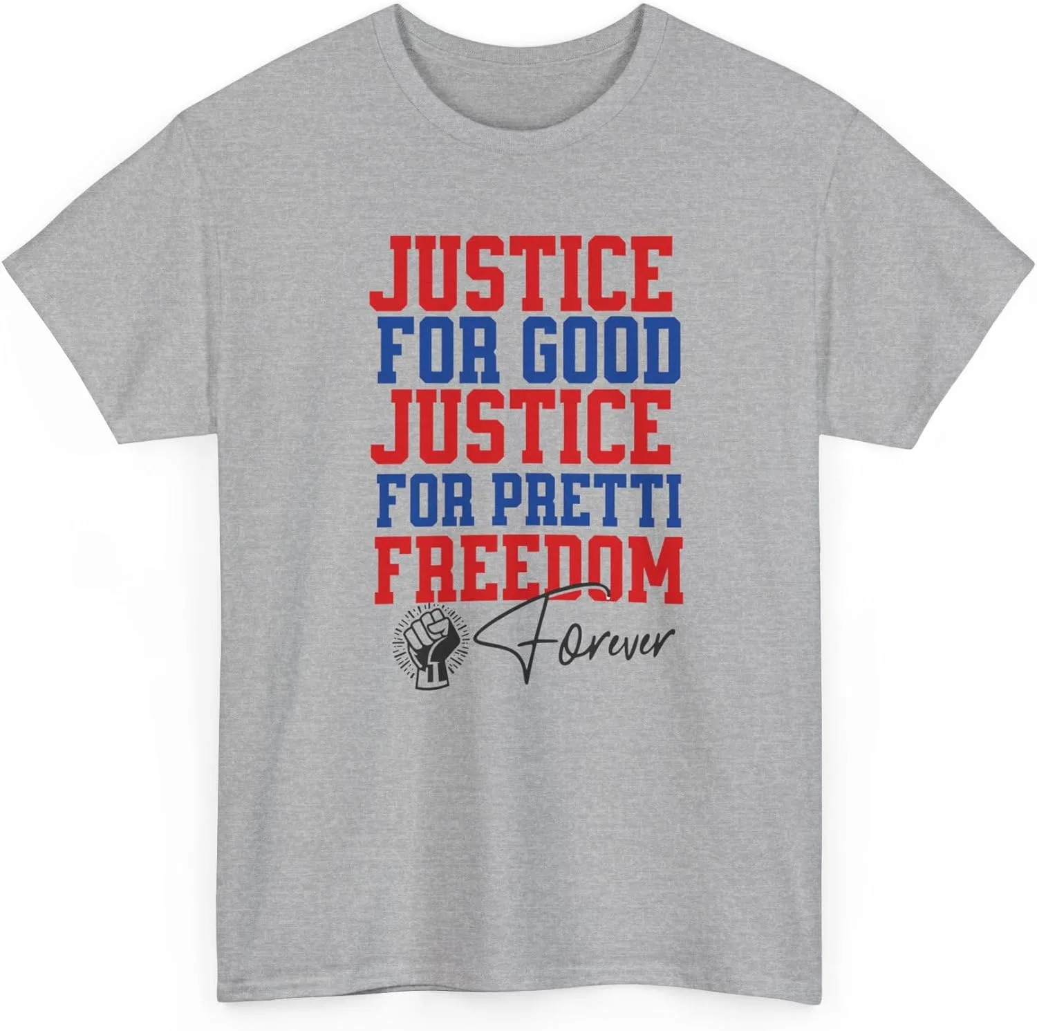 Футболка Justice for Good Justice for Pretti Freedom | Футболка с социальным посланием, футболка для активистов, топ для протестов против ICE GENERIC, серый