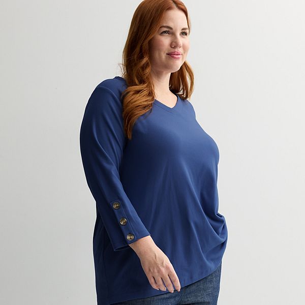 

Туника с рукавами на пуговицах Plus size Croft & Barrow, Navy, Синий, Туника с рукавами на пуговицах Plus size Croft & Barrow, Navy