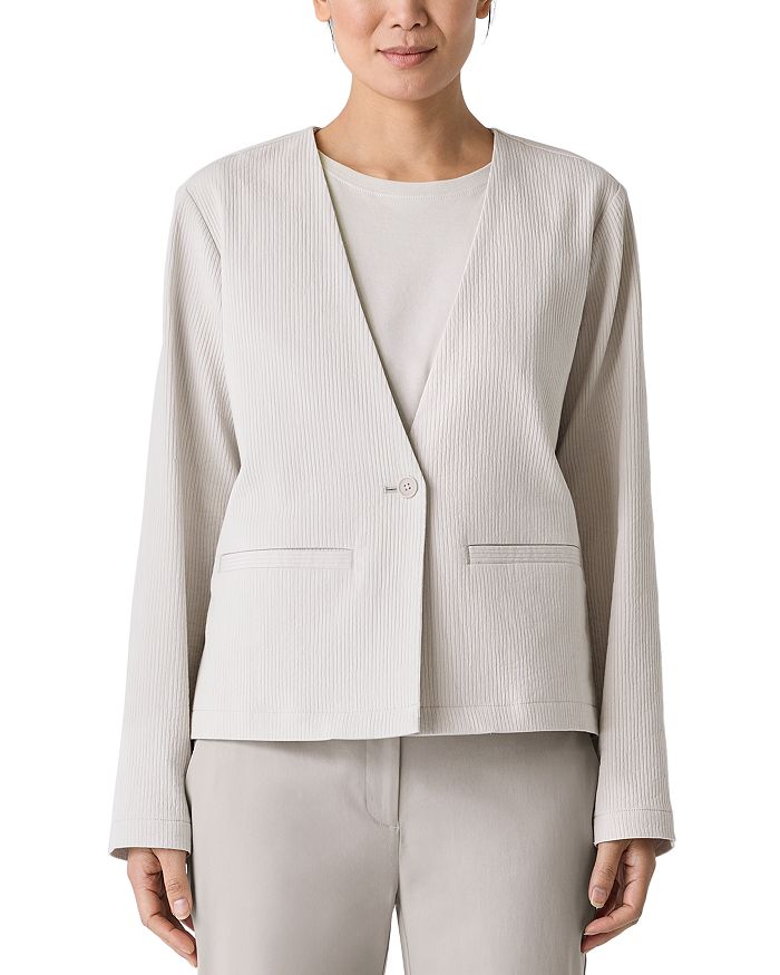 

Хлопковая куртка-пиджак с V-образным вырезом Ottoman Eileen Fisher, белый