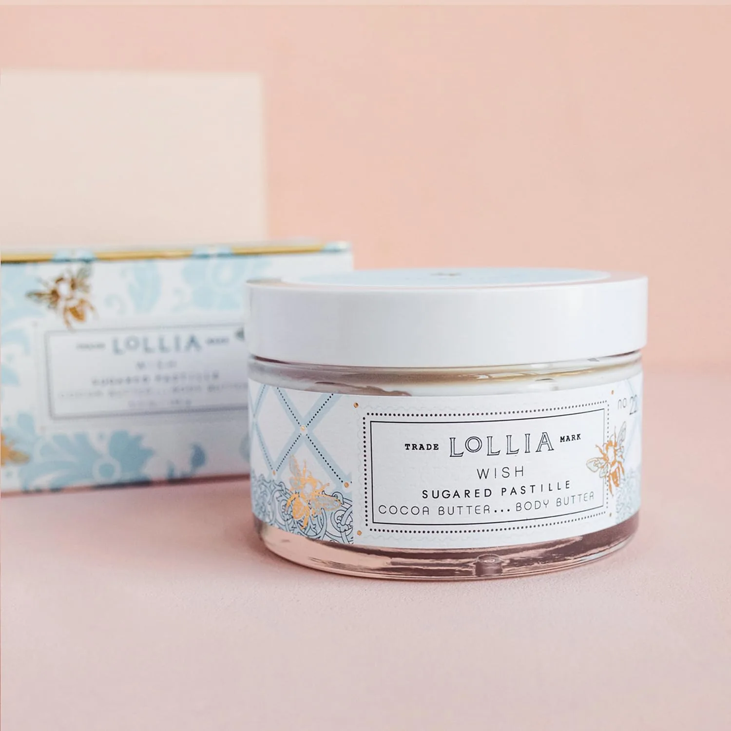 Крем для тела LOLLIA Wish, 150 г - аромат сахарных пастилок - масло ши и какао, лосьон для тела для женщин, увлажняющий и разглаживающий крем для тела., blue — фото 3