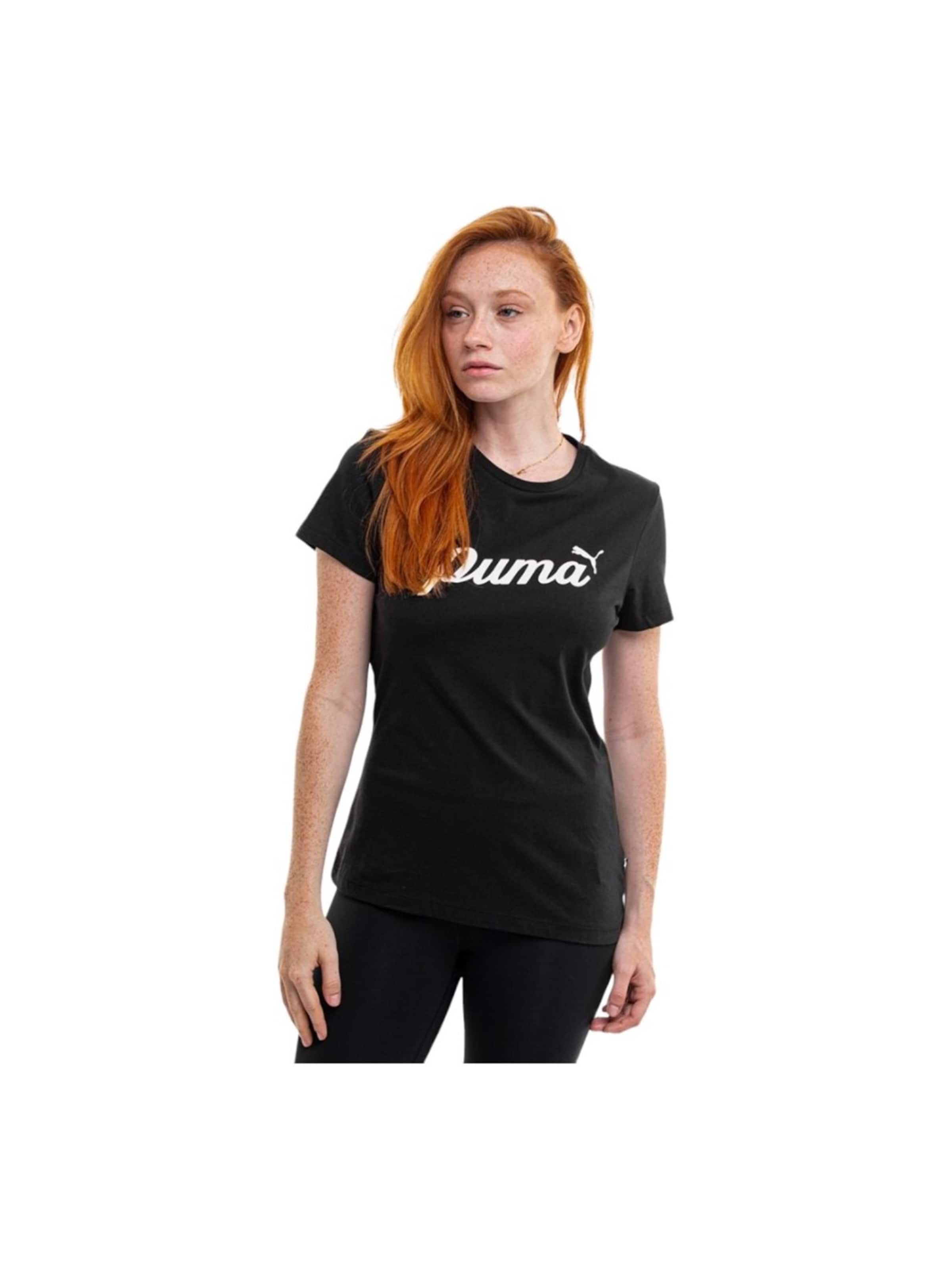 

PUMA Футболка 'Ess+script' в черном цвете, Черный, PUMA Футболка 'Ess+script' в черном цвете