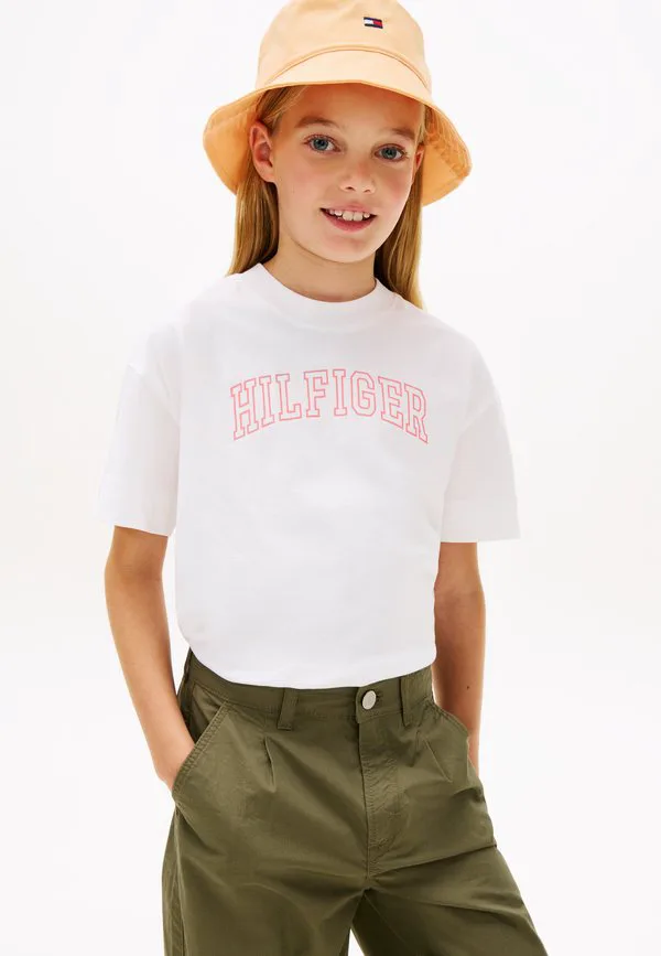 Футболка с логотипом, круглый вырез, принт. Tommy Hilfiger, White