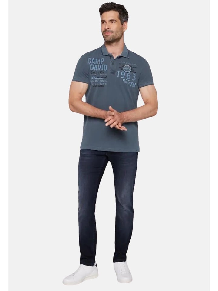 

Поло CAMP DAVID Poloshirt 'Paragliding Cape Town I', темно-синий