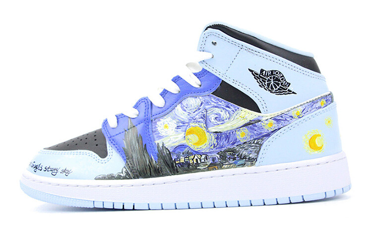 

Кроссовки Air JORDAN 1 Vintage Basketball Shoes Women's High-Top Blue Black