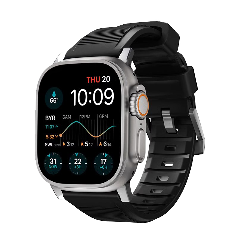 

Biaodaige Часы Watch Band Apple Compatibility Silicone Material, Space Black [Tough Guy Look, Durable and Wear-Resistant]