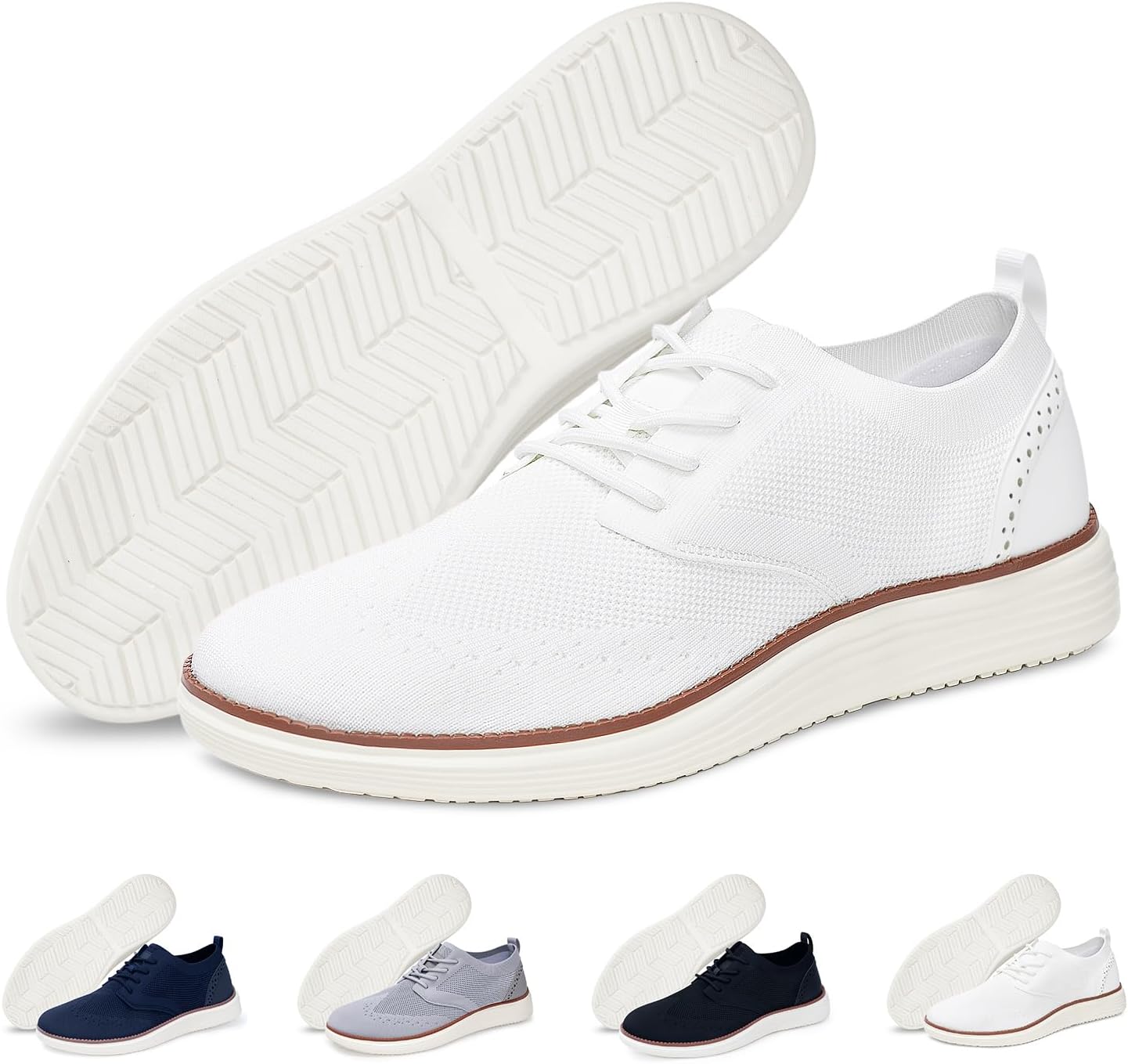 

Мужские деловые повседневные туфли VOJIIEO на шнуровке, легкие, дышащие, кроссовки-лоферы Breeze Shoes, белый