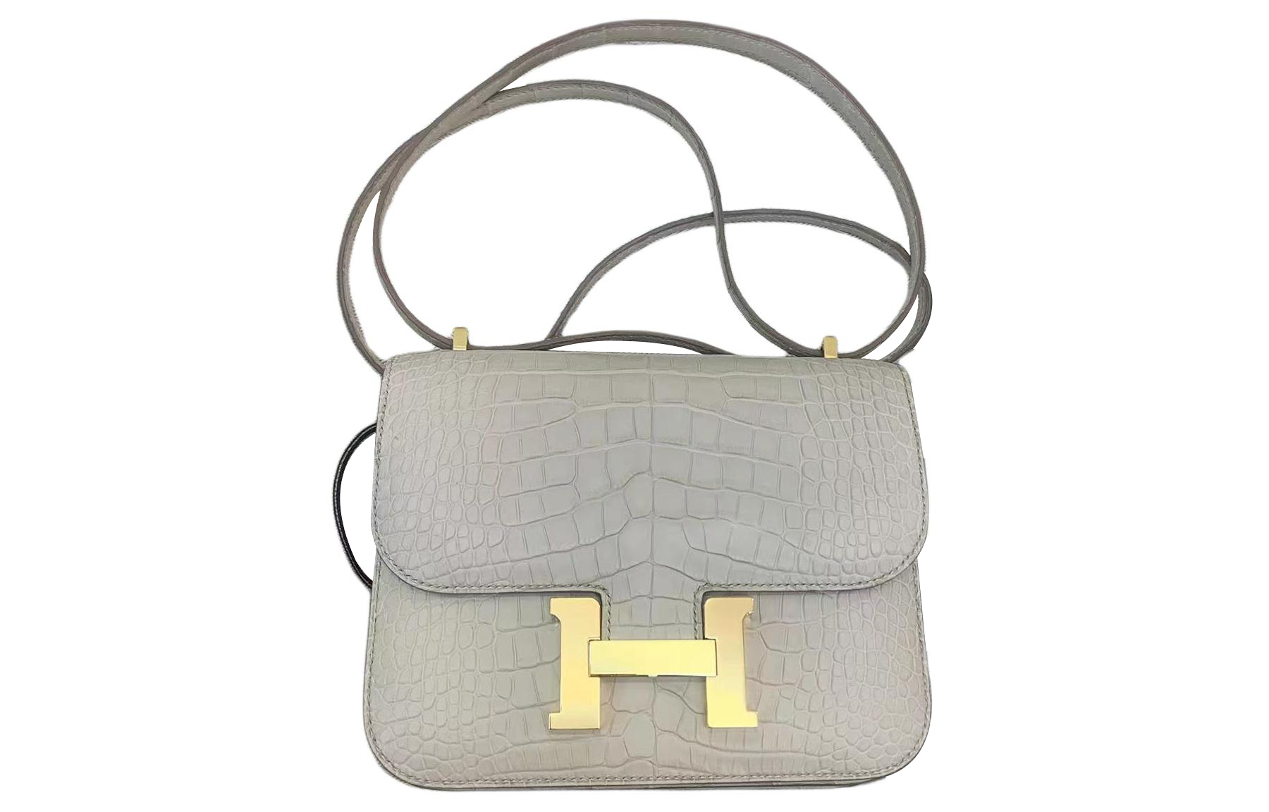 

Констанс Матовый Крокодил Кожаная Сумка Через Плечо, Мини Женская HERMES