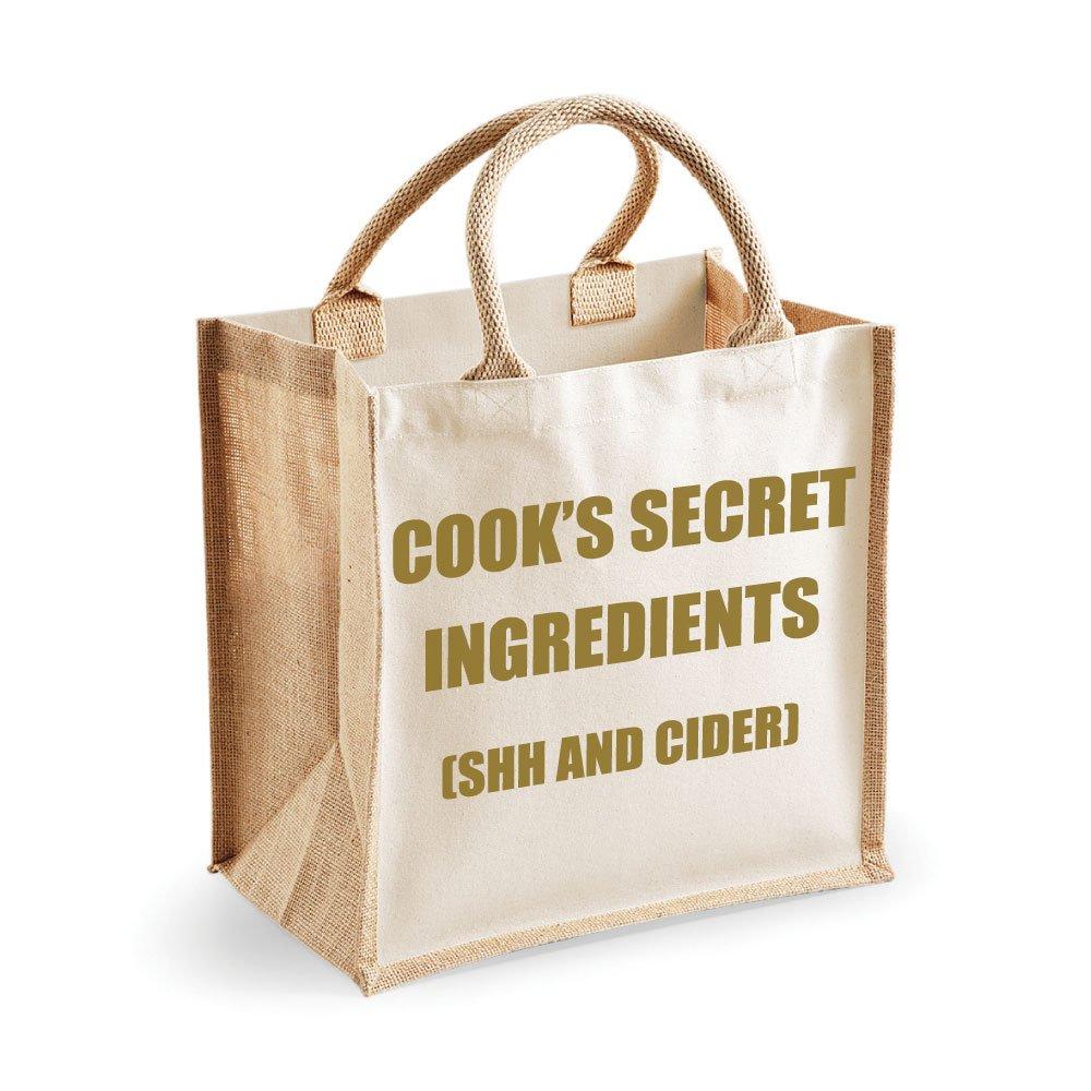 

Средняя джутовая сумка Cook's Secret Ingredients (Shh и Сидр) Натуральная сумка Золотой текст 60 SECOND MAKEOVER, золото