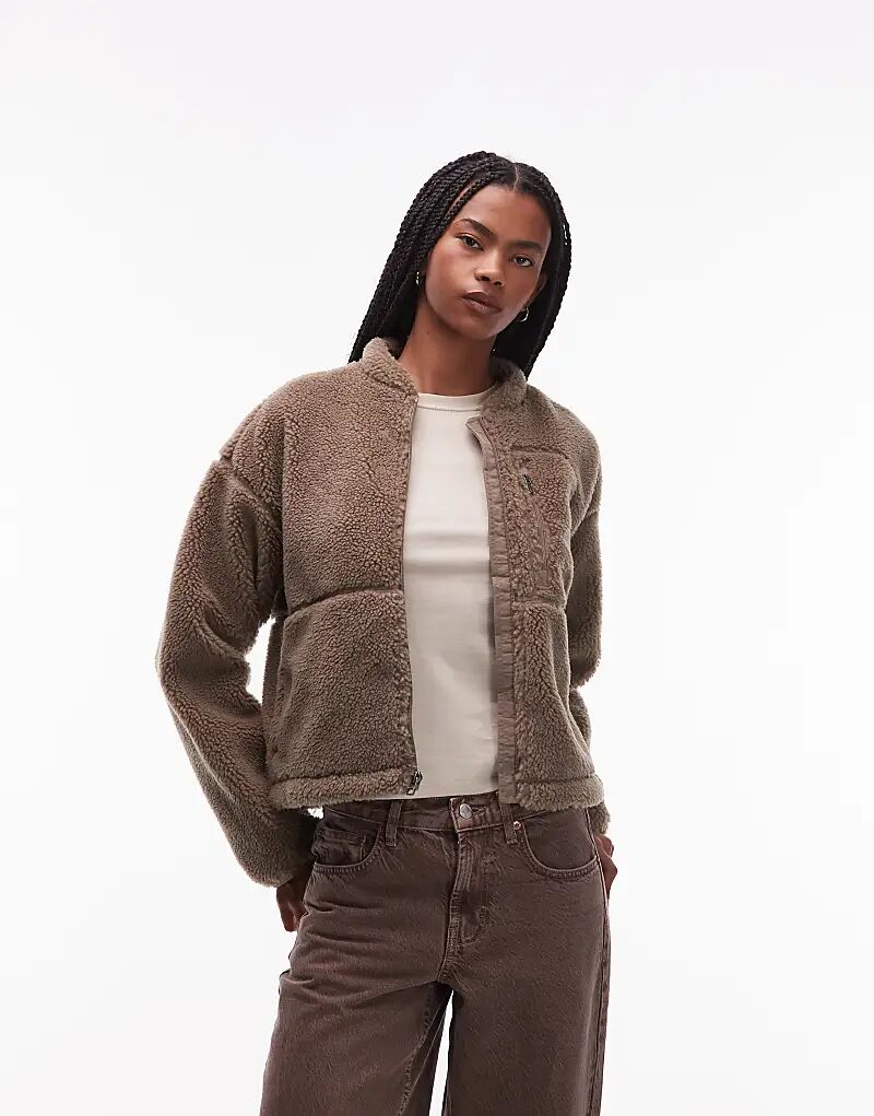 

Куртка North Face Extreme из искусственного меха на молнии с ворсом коричневого цвета