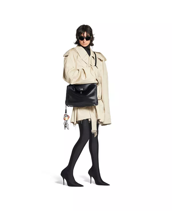 Сумка Rodeo с эффектом потертости и одним брелоком. Balenciaga, черный — фото 3