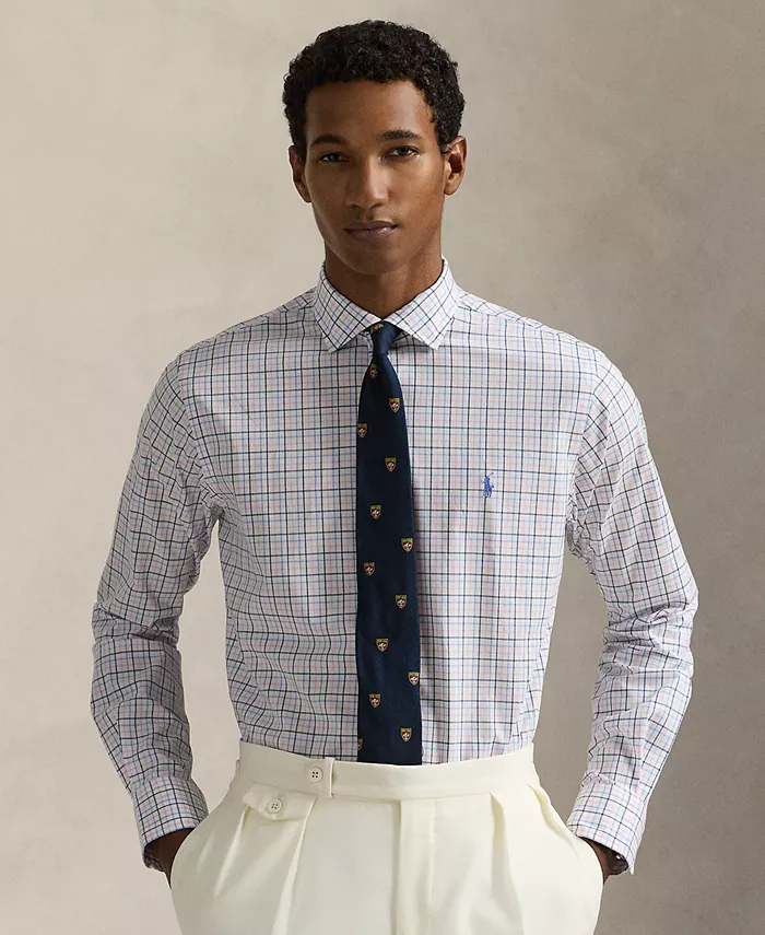 

Мужская классическая рубашка из стретч-поплина в клетку Tattersall Polo Ralph Lauren, мультиколор