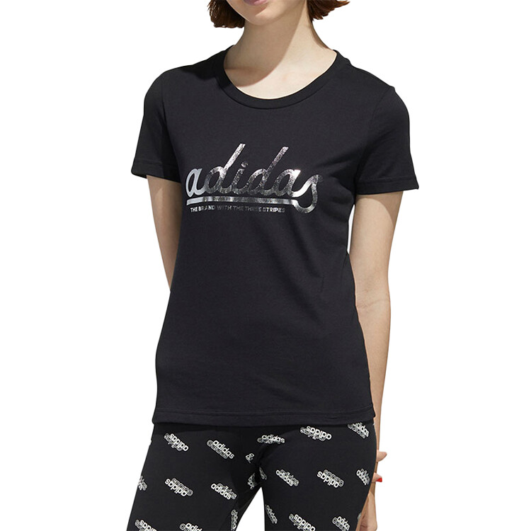 Футболка Adidas Alphabet Logo Printing Cotton Short Sleeve, черный