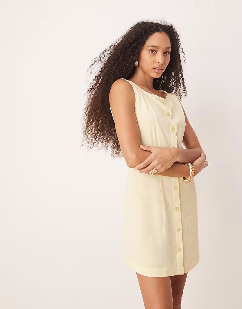 

Мини-платье на пуговицах из льняной смеси ASOS DESIGN цвета пахты
