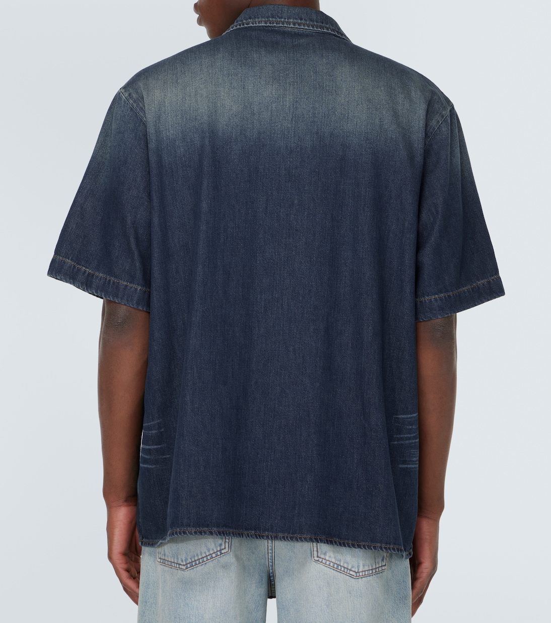 Рубашка для боулинга из шамбре Valentino, Denim Scuro — фото 4