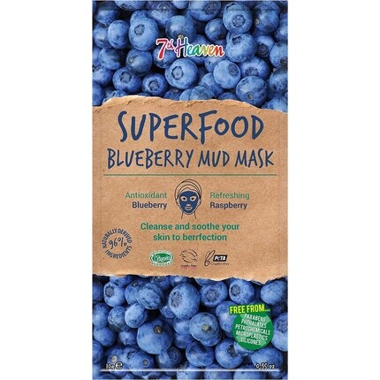 

Маска для лица Superfood Blueberry Mud с освежающей малиной и антиоксидантной черникой 10 г, 7Th Heaven