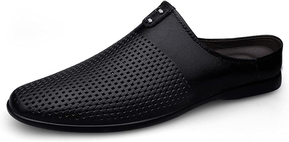 

Мужские тапочки GOSPT из натуральной кожи, без задника, лоферы, слипоны, черный