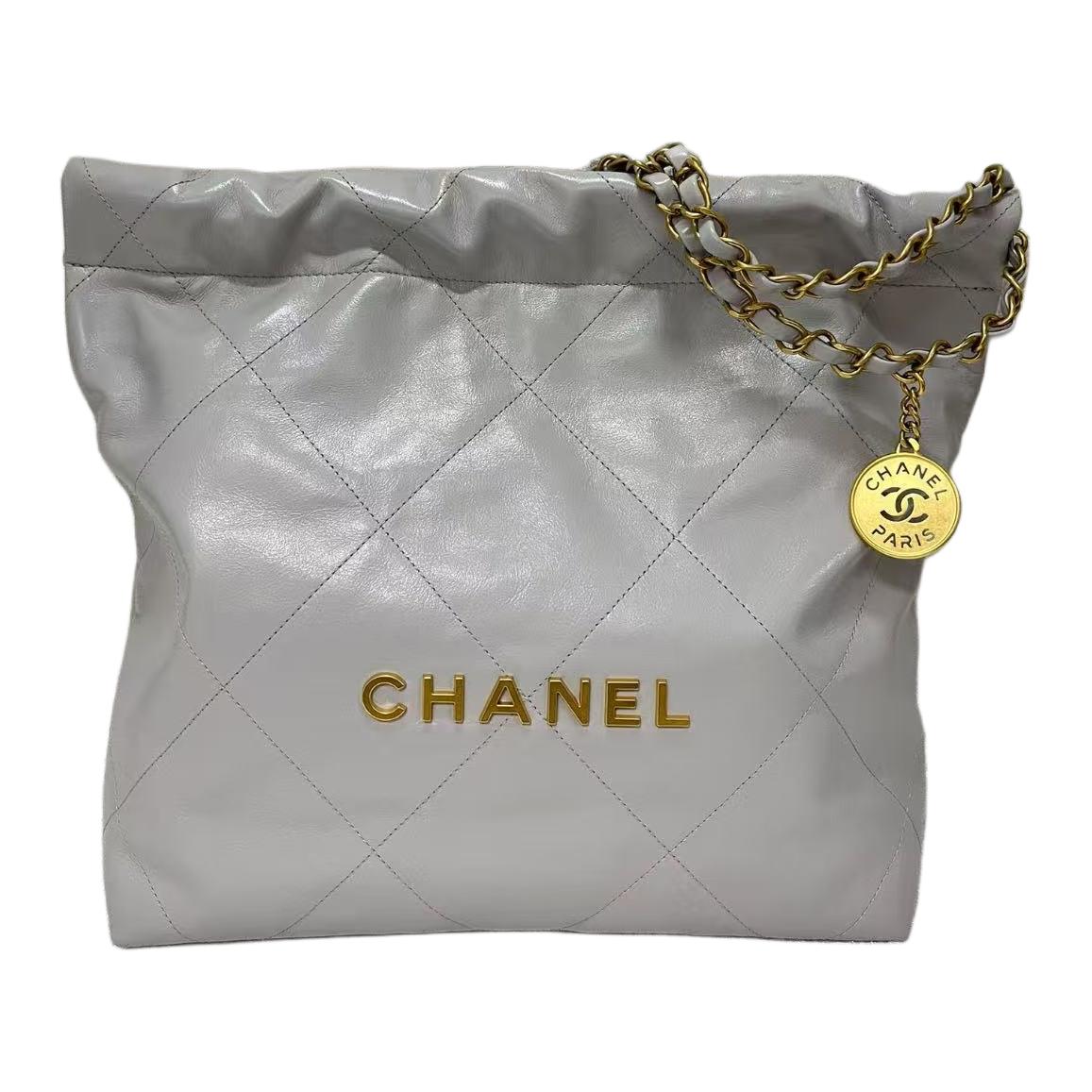 

CHANEL Кожаная сумка хобо, плечевая сумка, кроссбоди Trumpets женская серая