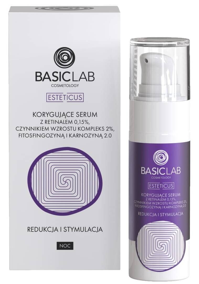 Сыворотка Basiclab — Ночная для лица Esteticus , % Retinal, % Czynnik Wzrostu, Fitosfingozyna i Karnozyna, 30 мл — фото 2