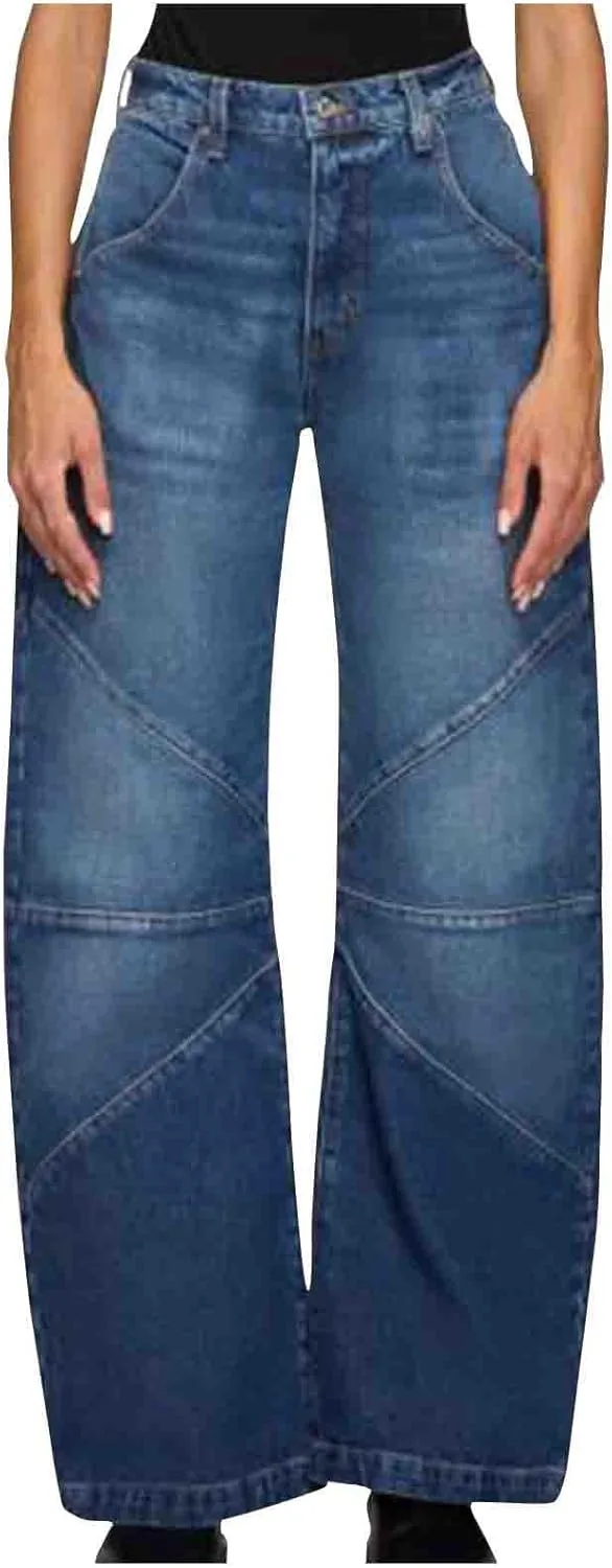 

Джинсы для женщин Pull On Straight Wide Leg High Waist