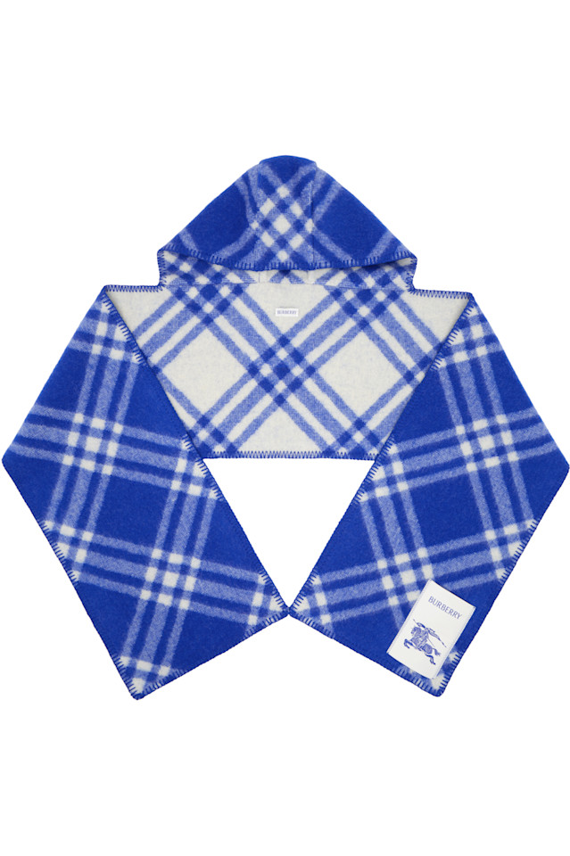 

Шерстяной шарф с капюшоном в синюю клетку Burberry, Knight