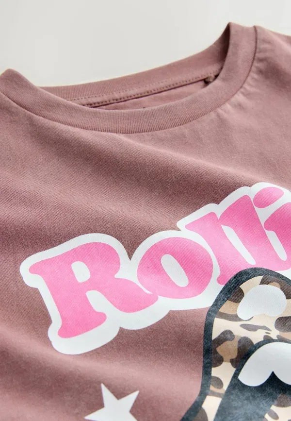 Футболка Next Regular Fit The Rolling Stones License Band T-Shirt, коричневый анималистичный принт — фото 2