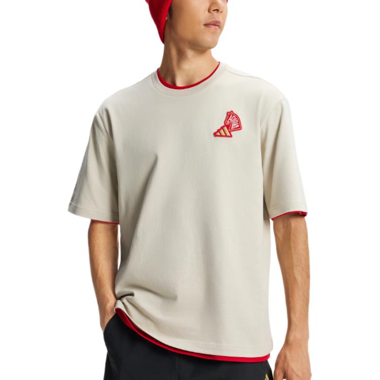 Футболка с коротким рукавом CNY FW25, унисекс Adidas, серый белый — фото 4