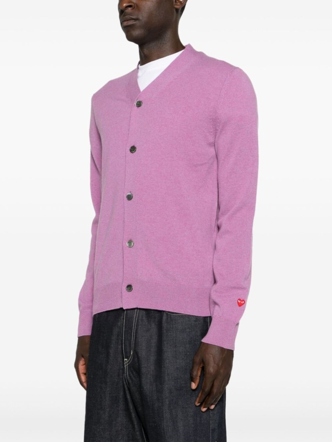 Comme Des Garçons Play шерстяной кардиган с нашивкой, фиолетовый — фото 3