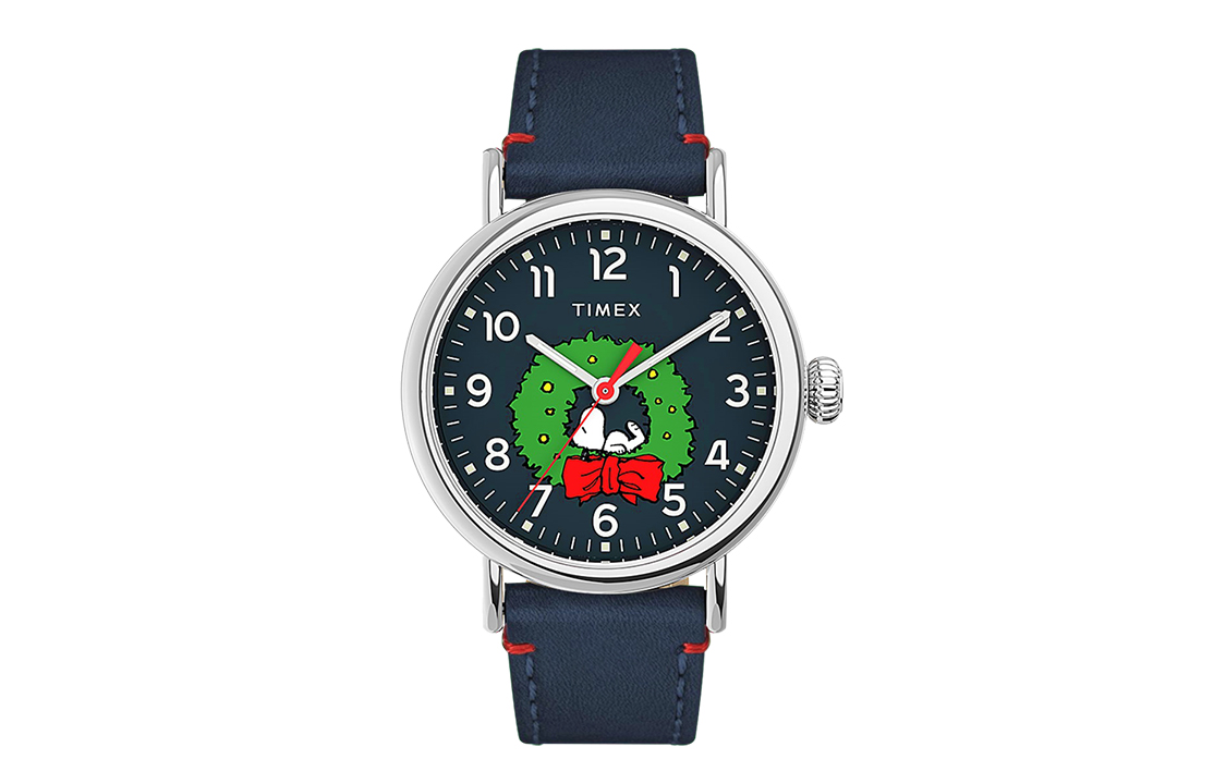 

Timex Наручные часы из коллекции Peanuts Snoopy, кварцевый механизм, кожаный ремешок, 40 мм, синий циферблат, унисекс