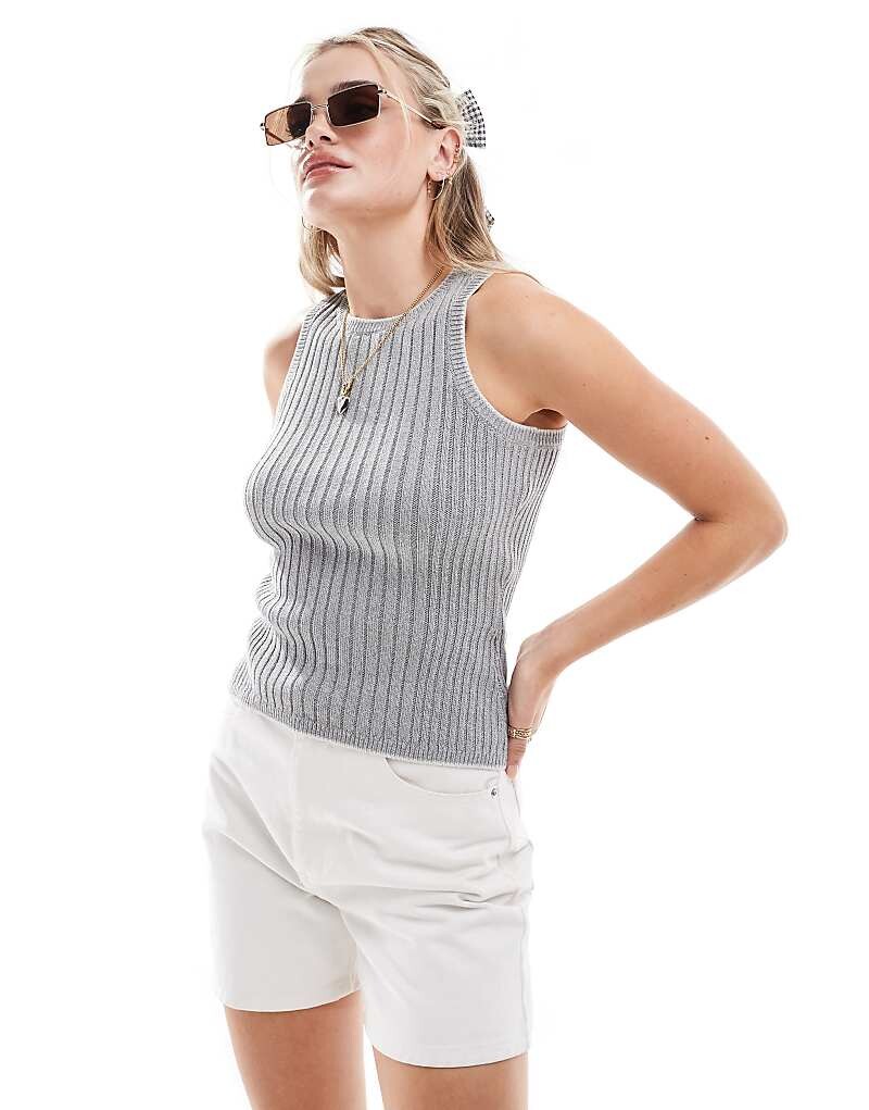 

ASOS DESIGN – Серая вязаная майка с перекрученной сборкой на спине