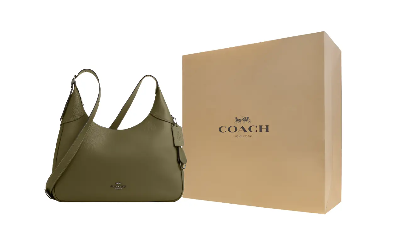 

COACH Кожаная сумка кроссбоди через плечо большая женская оливкового цвета