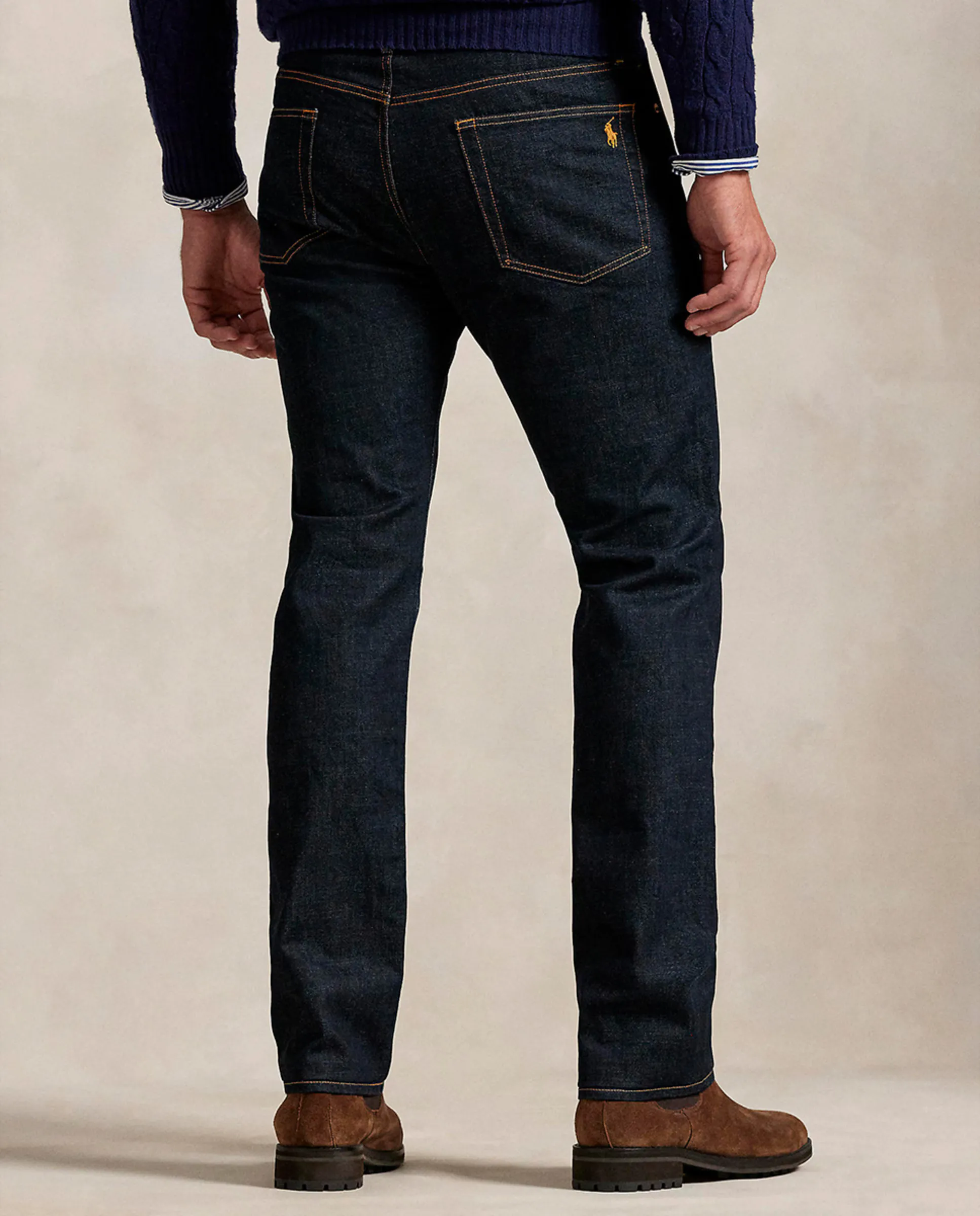 Джинсы мужские Hampton Relaxed Straight Fit больших размеров Polo Ralph Lauren, темно-синий — фото 4