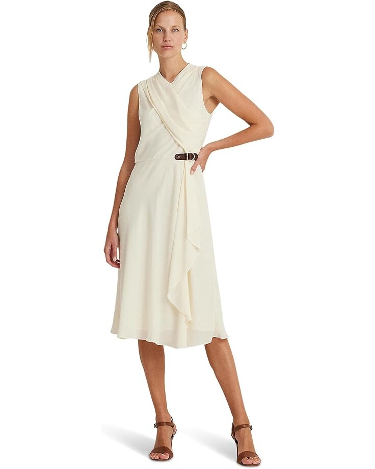 

Платье LAUREN Ralph Lauren Buckle-Trim Georgette Sleeveless, кремовый, Бежевый, Платье LAUREN Ralph Lauren Buckle-Trim Georgette Sleeveless, кремовый