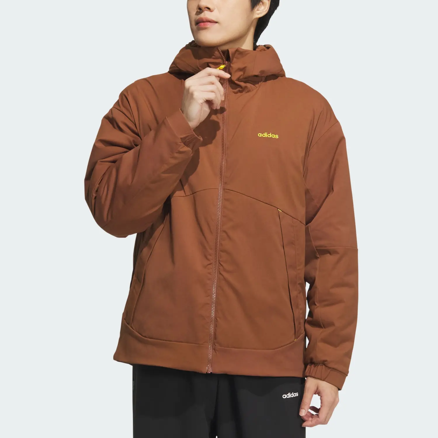 Куртка U SPA FZ HD Unisex Темно-коричневая Adidas — фото 3