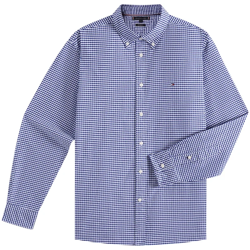 Рубашка мужская с лацканом Tommy Hilfiger, Blue White Plaid Pattern 0MV