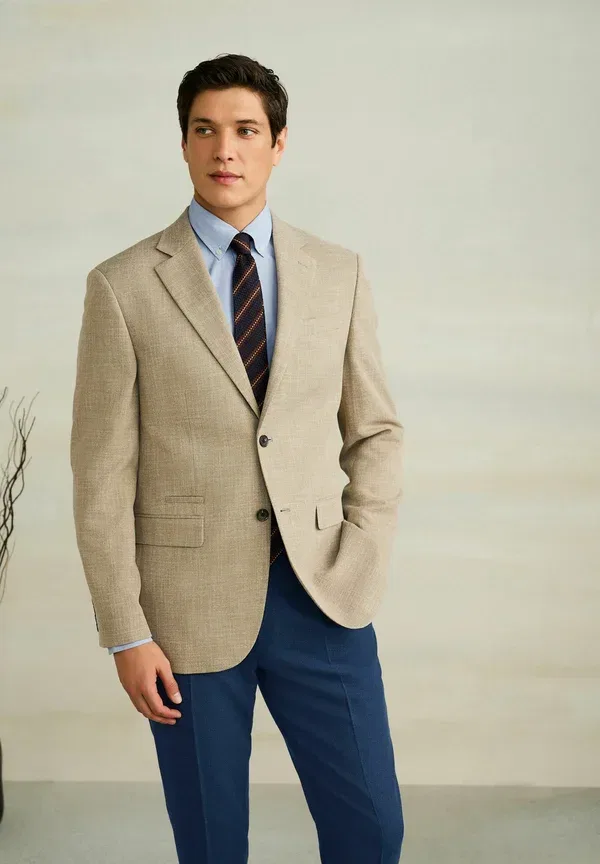 Пиджак Regular fit smart textured blazer Next, камень — фото 4