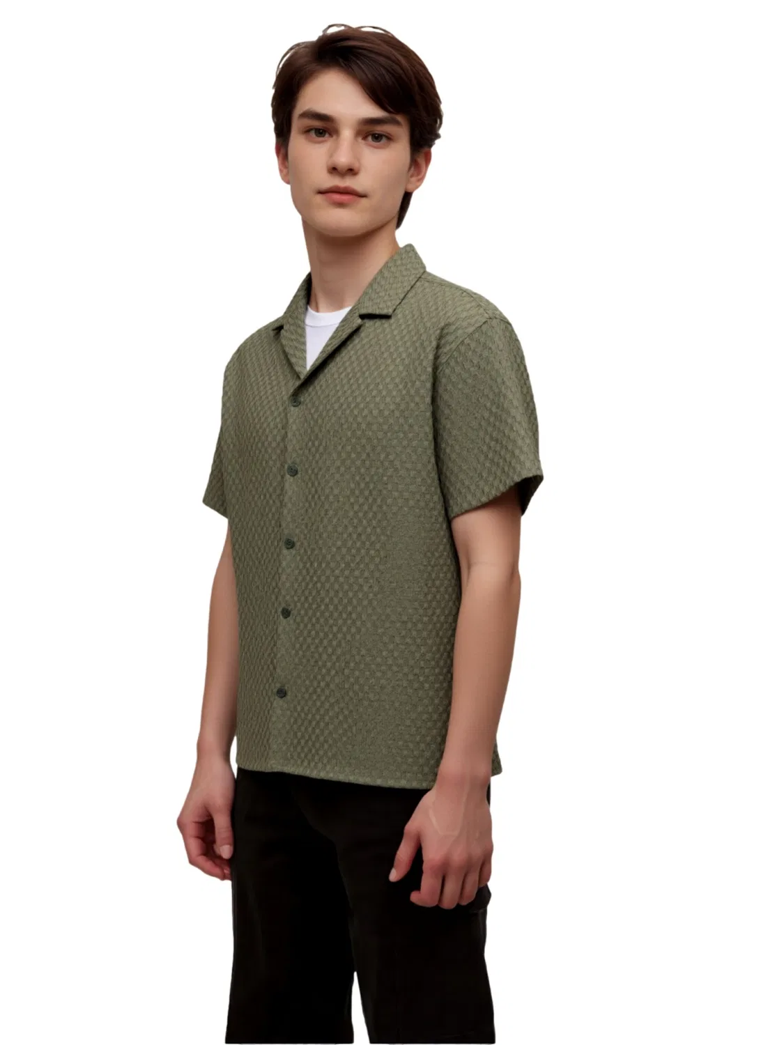 Удобная рубашка на пуговицах "Шон" Jack & Jones Junior, Khaki — фото 4