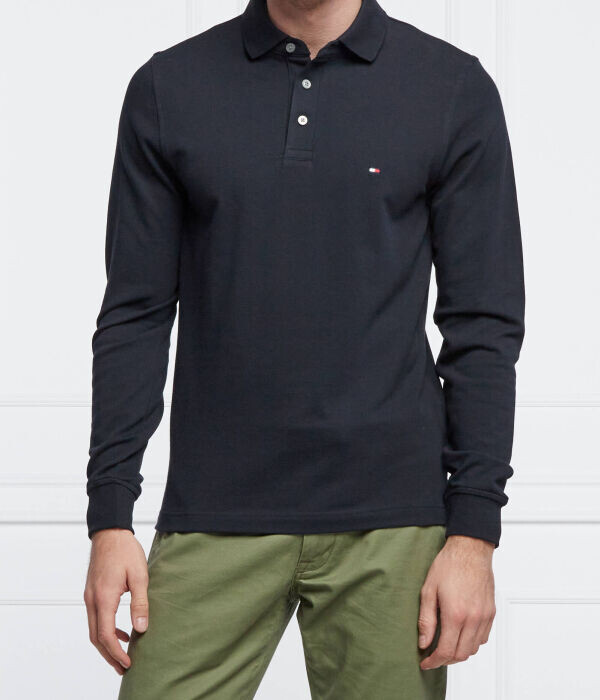 

Поло мужское Tommy Hilfiger 1985 с длинным рукавом однотонное, черный