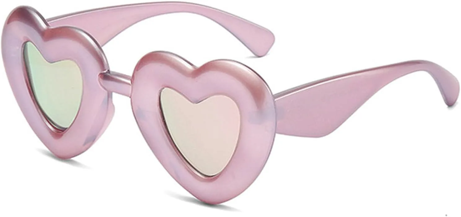 

Солнцезащитные очки Willochra в форме большого сердца с поляризацией, защитой от УФ-излучения UV400, милые, модные, конфетных цветов, для женщин, 2pcs-pink Lens&white