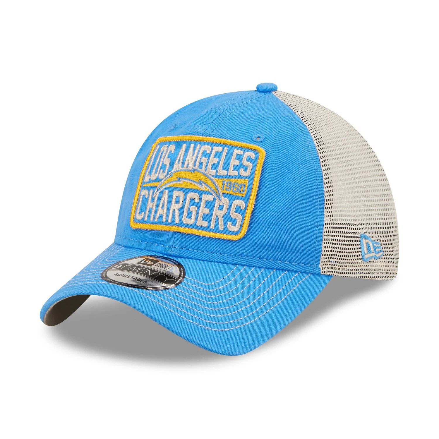 

Мужская кепка New Era Powder Blue/Natural Los Angeles Chargers Devoted Trucker 9TWENTY Snapback