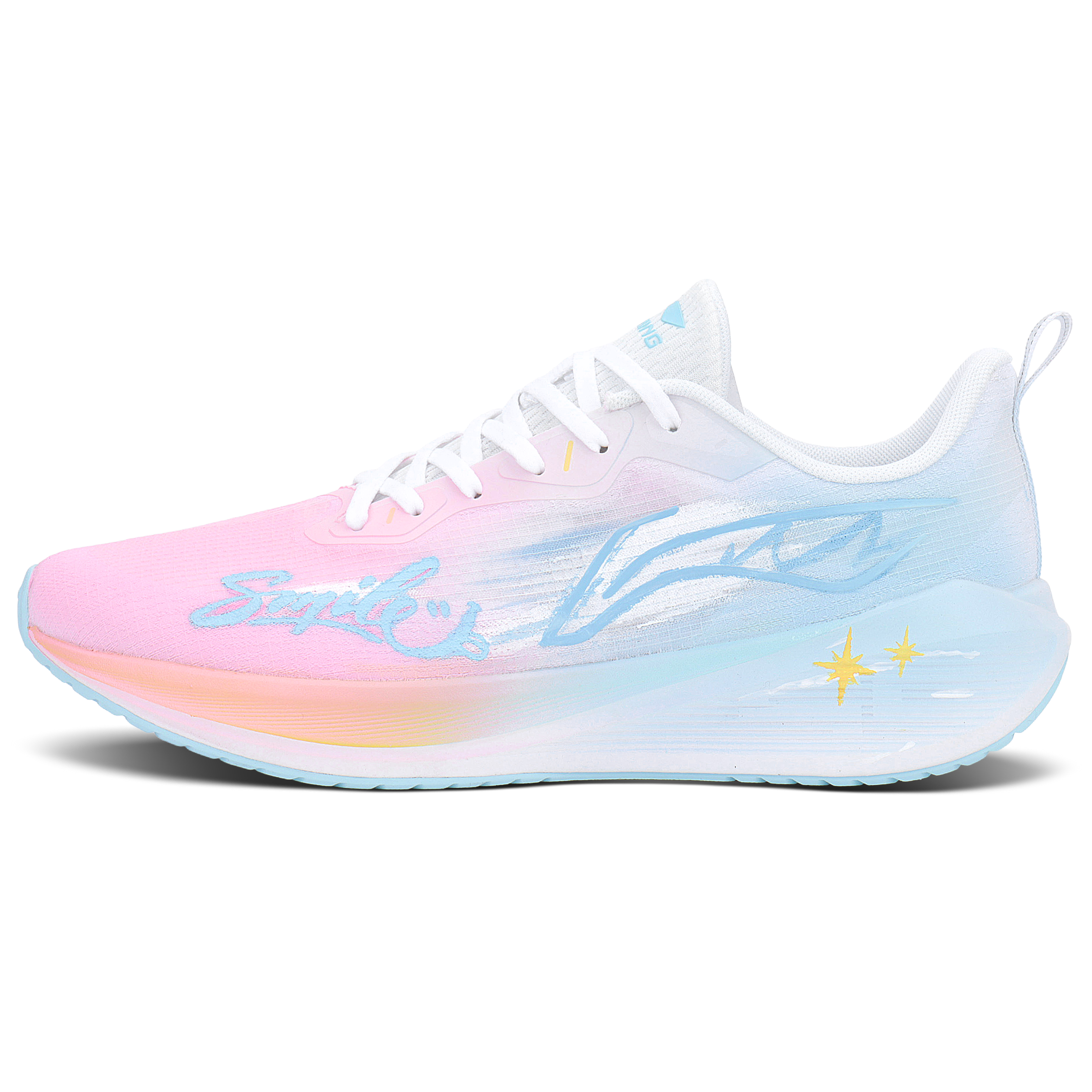 Li-Ning Wuyue дышащие и износостойкие низкие кроссовки для повседневных тренировок и длительного бега унисекс Pink Blue — фото 3