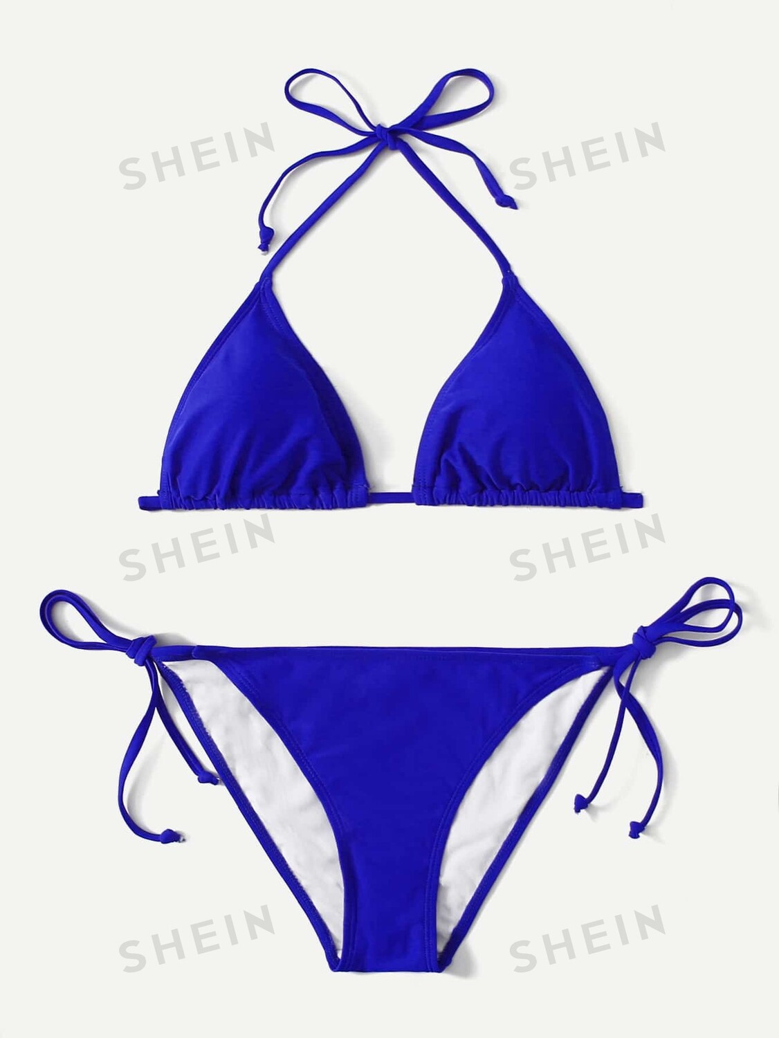 

Купальник Shein Swim Vcay с цветочной текстурой и вырезом через шею, синий
