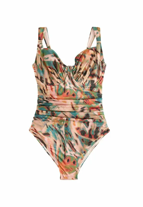 Купальник с эффектом утягивания живота Next, Teal Pink Lurex Animal
